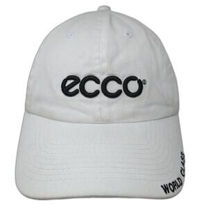 Ecco Slideback Baseball Cap White One Size Adjustable Embroidered Vented Holes